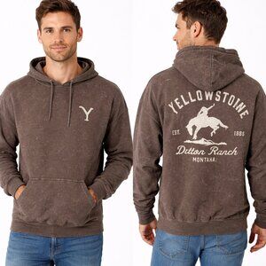 Yellowstone Dutton Ranch Hoodie Brown Western Cowboy Pullover 2XL NWT